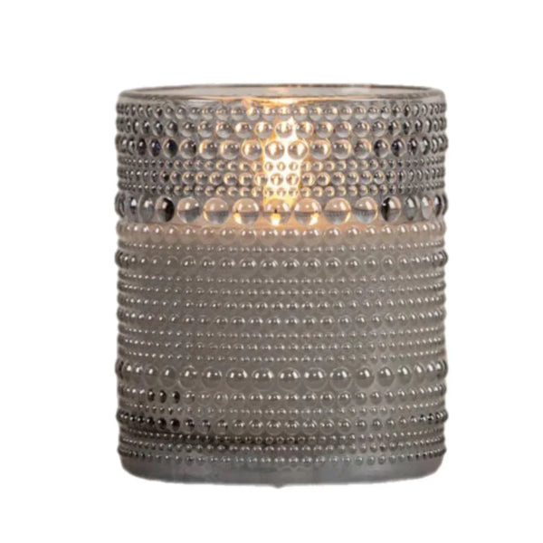 Assorted Grey Hobnail Jar Flameless Candle, INDIVIDUALLY SOLD