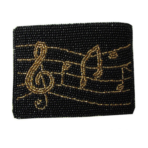 Music Notes Beaded Wallet