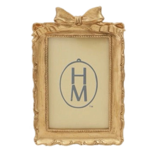 Assorted 4.5" X 4.5" Gold With Bow Photo Frame