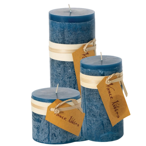 Assorted English Blue Colour Pillar Candle, INDIVIDUALLY SOLD