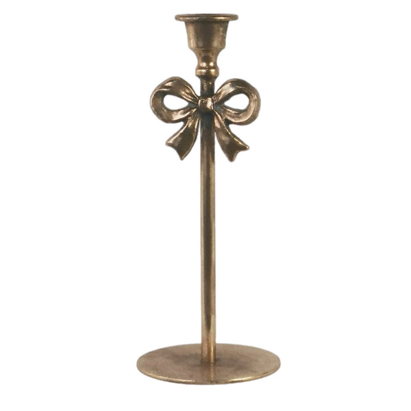 Assorted Brass With Bow Taper Candle Holder, INDIVIDUALLY SOLD