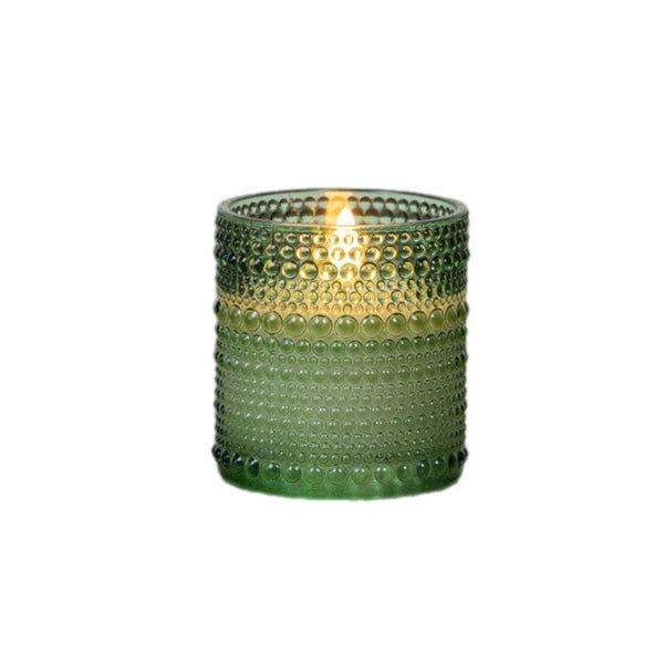 Assorted Pine Green Hobnail Jar Flameless Candle, INDIVIDUALLY SOLD