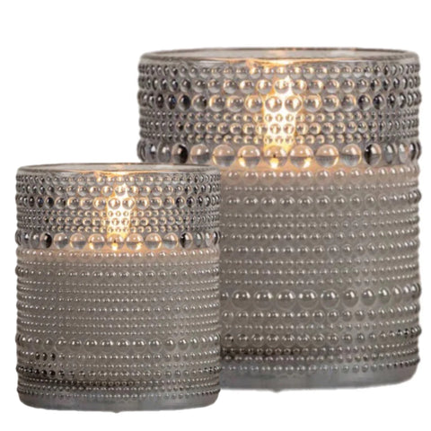 Assorted Grey Hobnail Jar Flameless Candle, INDIVIDUALLY SOLD