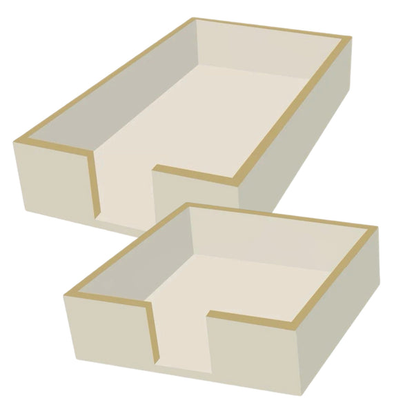 Assorted Taupe & Gold Lacquer Napkin Holder, INDIVIDUALLY SOLD