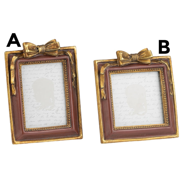 Assorted 4" X 4.5" Burgundy With Bow Photo Frame, INDIVIDUALLY SOLD