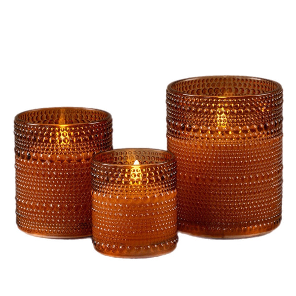 Assorted Sienna Hobnail Jar Flameless Candle, INDIVIDUALLY SOLD