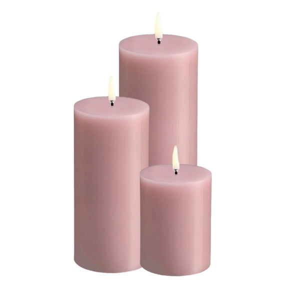 Assorted Pillar Flameless Candle: Rose, INDIVIDUALLY SOLD