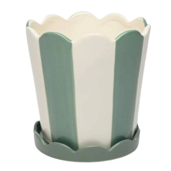 Assorted Blue Striped With Saucer Planter, INDIVIDUALLY SOLD