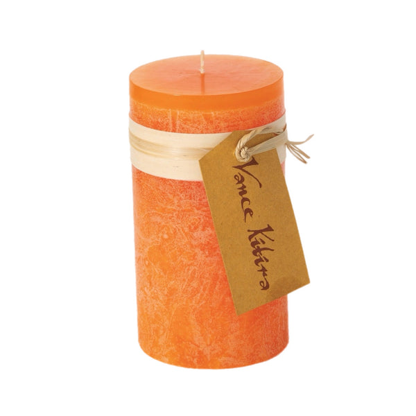 Assorted Tangerine Colour Pillar Candle, INDIVIDUALLY SOLD