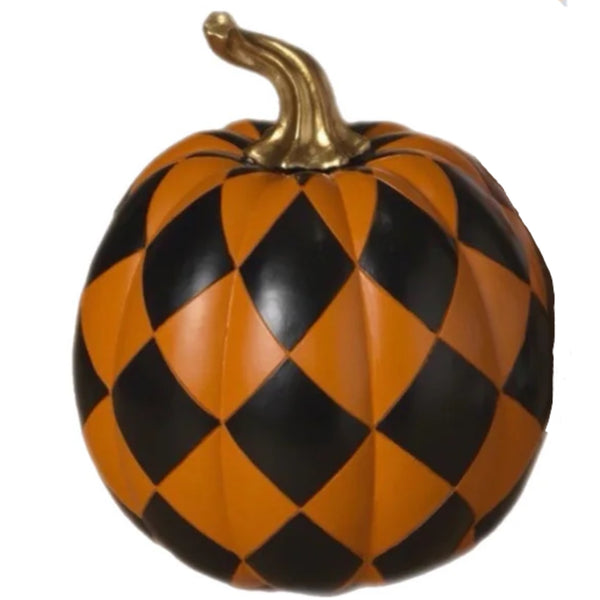 Assorted Checkered Pumpkin Figurine, INDIVIDUALLY SOLD