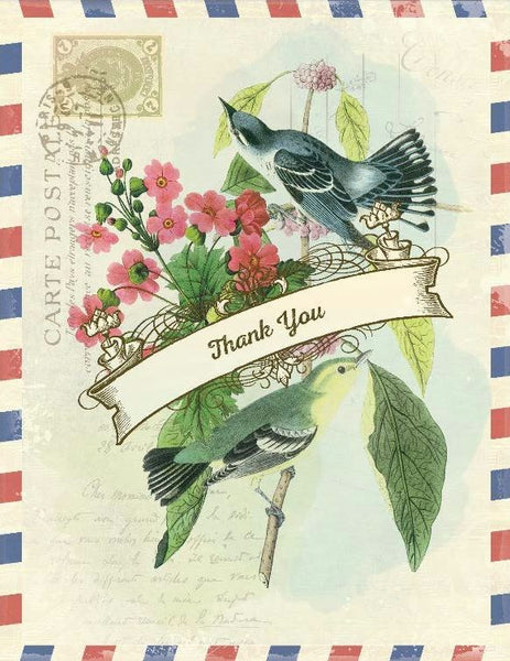 Thank You Vintage Birds Greeting Card