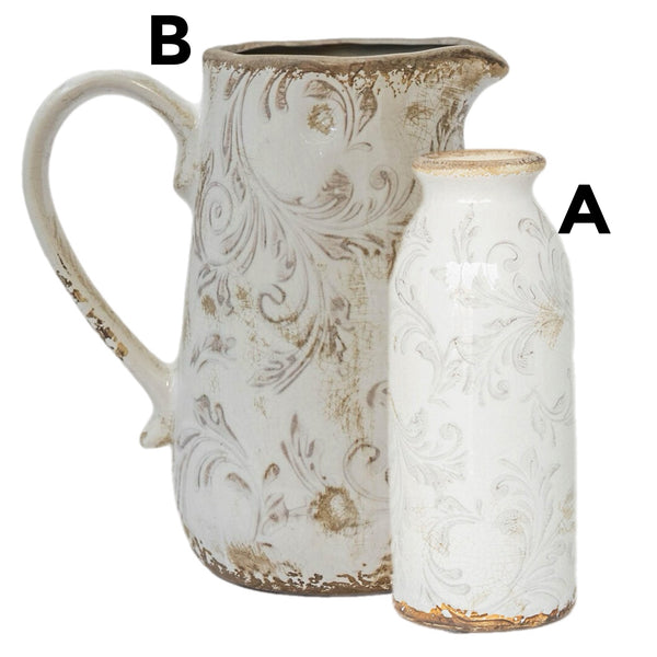 Assorted Grey Floral Design Vase, INDIVIDUALLY SOLD