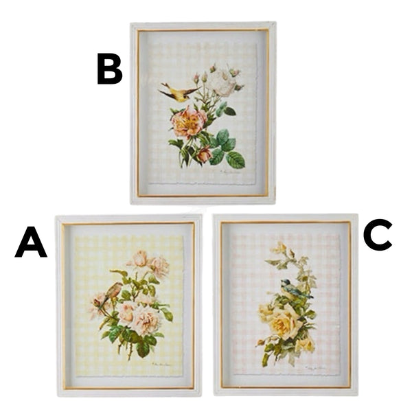 Assorted Flower With Bird Wall Print, INDIVIDUALLY SOLD