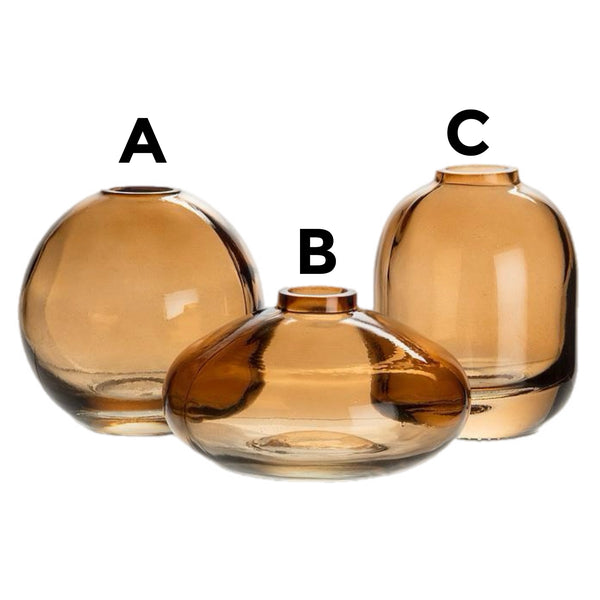 Assorted Amber Bud Vase - SMALL, INDIVIDUALLY SOLD