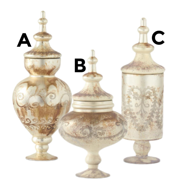 Assorted Etched Apothecary Jar, INDIVIDUALLY SOLD
