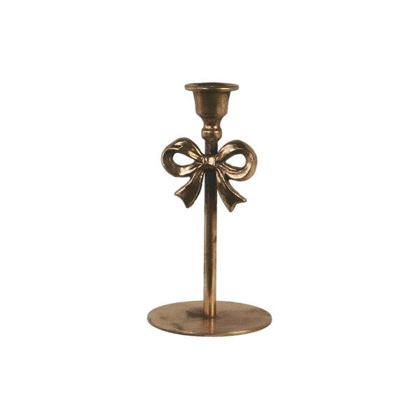 Assorted Brass With Bow Taper Candle Holder, INDIVIDUALLY SOLD