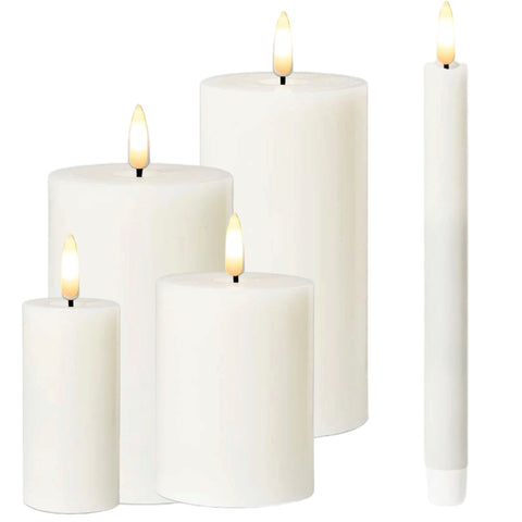 Assorted Cream Pillar Flameless Candle, INDIVIDUALLY SOLD
