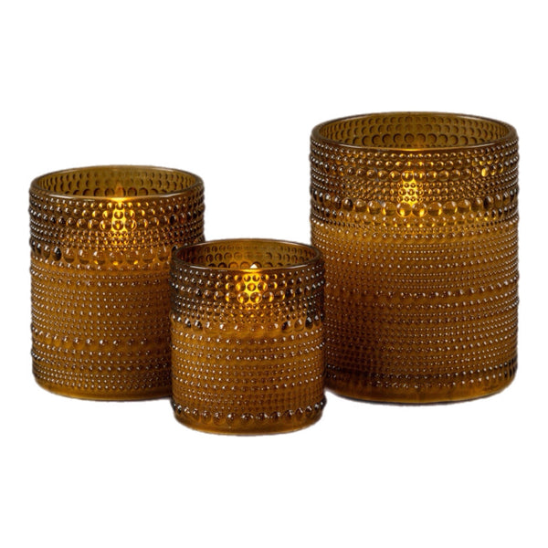 Assorted Amber Hobnail Jar Flameless Candle, INDIVIDUALLY SOLD