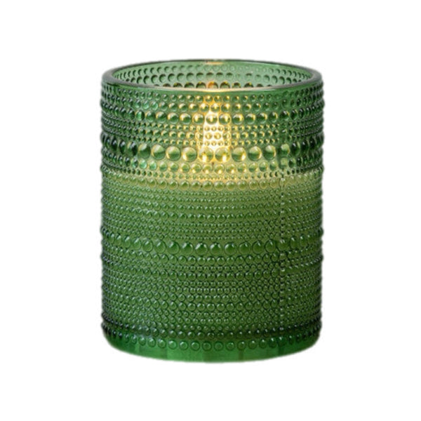 Assorted Pine Green Hobnail Jar Flameless Candle, INDIVIDUALLY SOLD