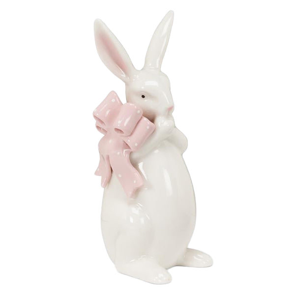 Assorted Bunny With Pink Bow Figurine, INDIVIDUALLY SOLD