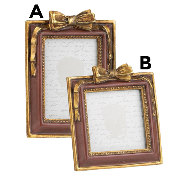 Assorted 4" X 4.5" Burgundy With Bow Photo Frame, INDIVIDUALLY SOLD