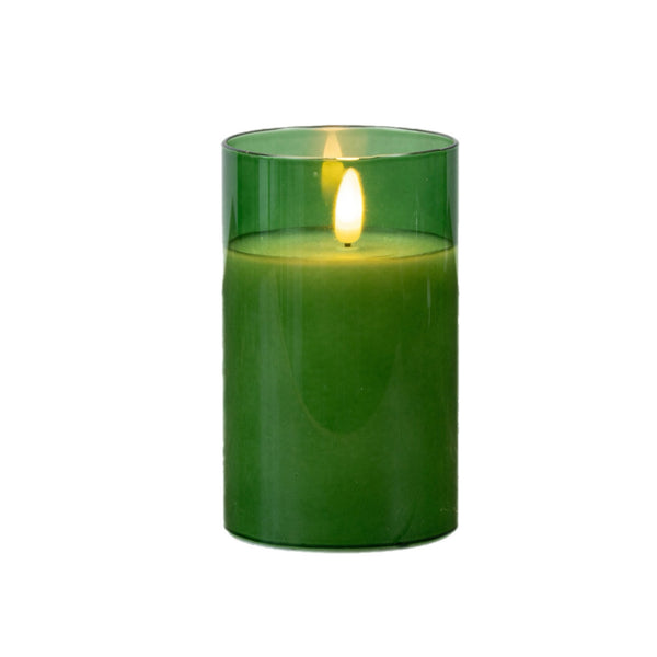 Assorted Pine Green Jar Pillar Flameless Candle, INDIVIDUALLY SOLD