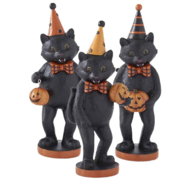 Assorted Cat Holding Pumpkin Figurine, INDIVIDUALLY SOLD