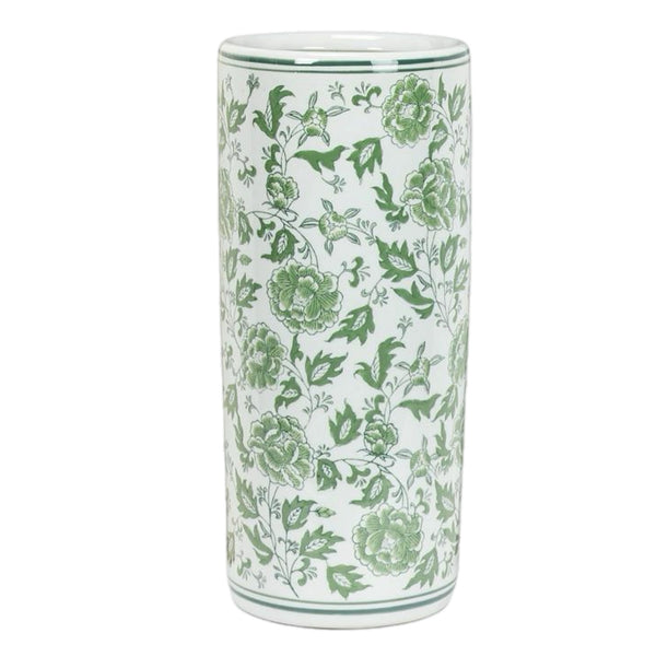 Green & White Floral Pattern Umbrella Holder
