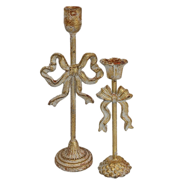 Assorted Cast Iron Bow Taper Candle Holder, INDIVIDAULLY SOLD