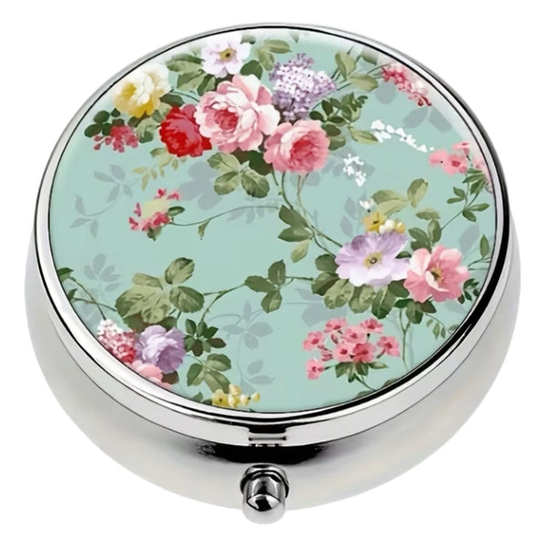 Round Floral Pillbox