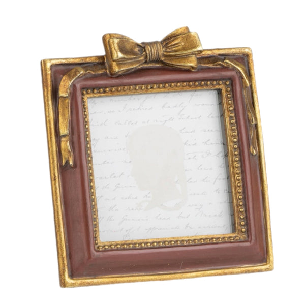 Assorted 4" X 4.5" Burgundy With Bow Photo Frame, INDIVIDUALLY SOLD