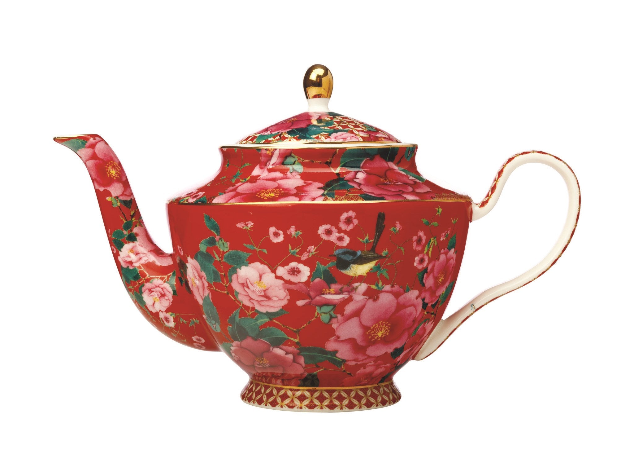 Red Floral Teapot