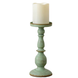 Tall Green Pillar Candle Holder