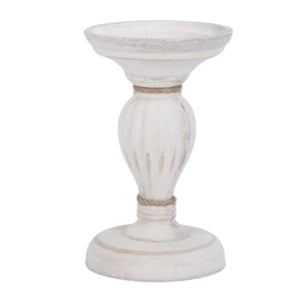 Short White Textured Pillar Candle Holder