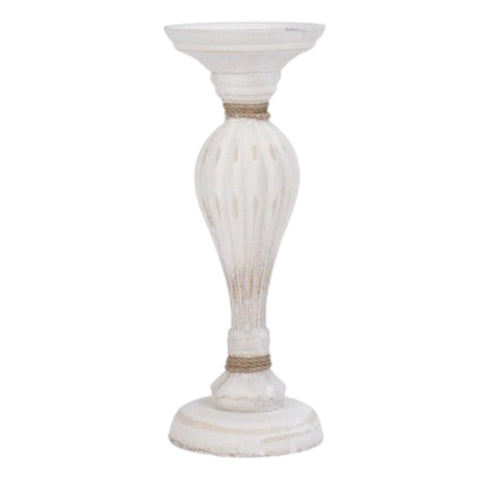 Tall White Textured Pillar Candle Holder