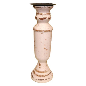 Large White Distresses Pillar Candle Holder