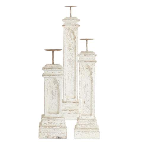 Assorted Whitewash Pillar Candle Holder, INDIVIDUALLY SOLD