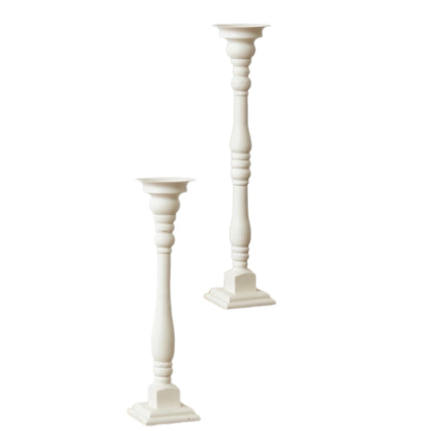 Assorted White Banister Pillar Candle Holder, INDIVIDUALLY SOLD