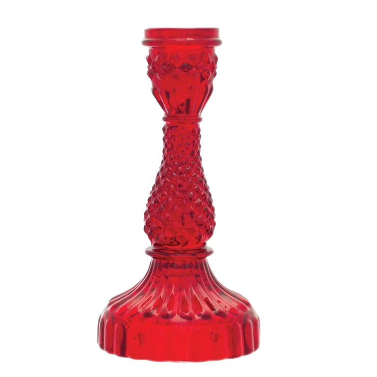 Depression Glass Taper Candle Holder, MEDIUM RED