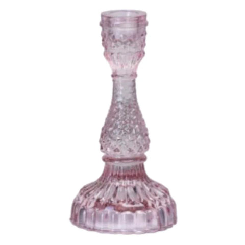 Depression Glass Taper Candle Holder, MEDIUM PINK