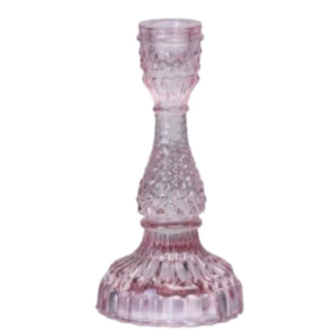 Depression Glass Taper Candle Holder, LARGE PINK