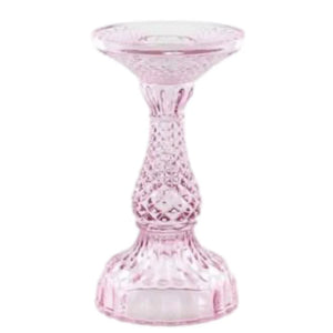 Depression Glass Pillar Candle Holder, SMALL PINK