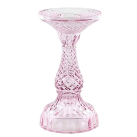 Depression Glass Pillar Candle Holder, LARGE PINK