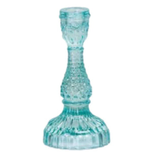 Depression Glass Taper Candle Holder, LARGE AQUA