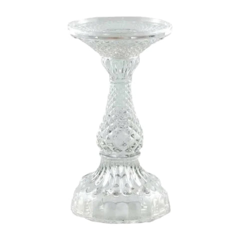 Depression Glass Pillar Candle Holder, SMALL CLEAR