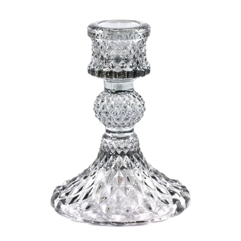 Depression Glass Taper Candle Holder, SMALL SMOKE