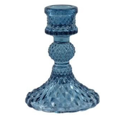 Depression Glass Taper Candle Holder, SMALL NAVY