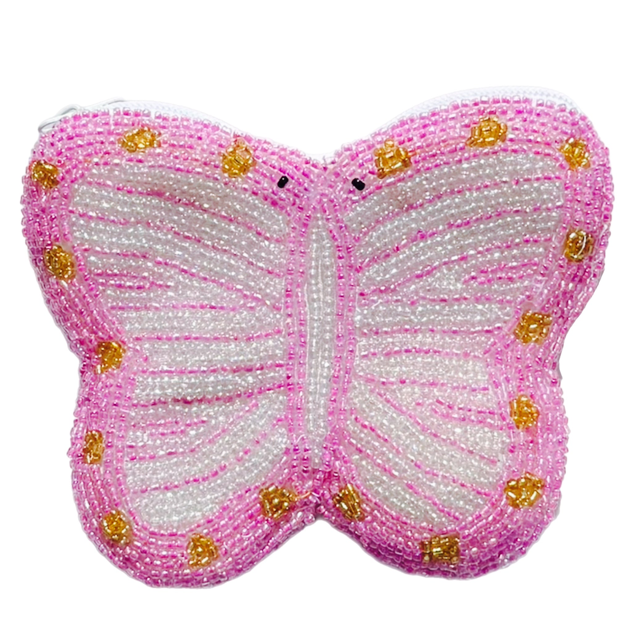 Dark Pink Butterfly Beaded Wallet