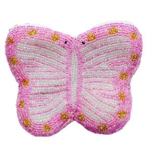 Dark Pink Butterfly Beaded Wallet