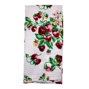 White Strawberry Basket Tea Towel, INDIVIDUALLY SOLD